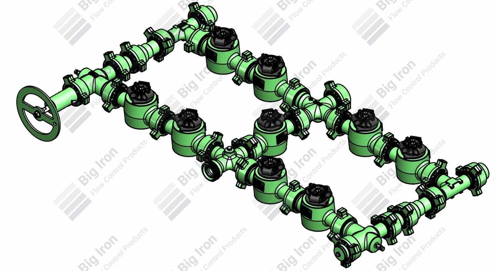 Manifold 2” Fig 1502 9 Valve Single Stage W/ 1 Adjustable - 1 Positive ...