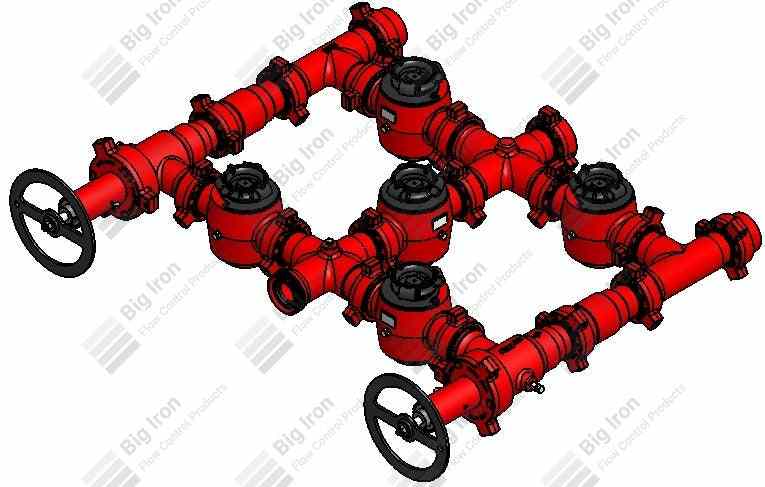 Manifold 3” Fig 602 5 Plug Valve Single Stage W/ 2 Adjustable Chokes 6000 Psi Nace Service